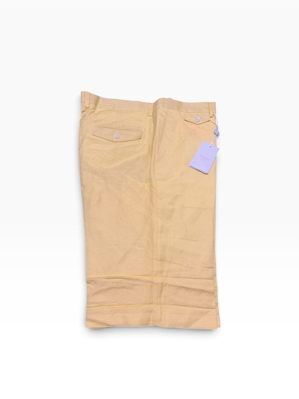 Cigar Couture Flat‑Front Men's Shorts in Pale Yellow,SZ40,NWT